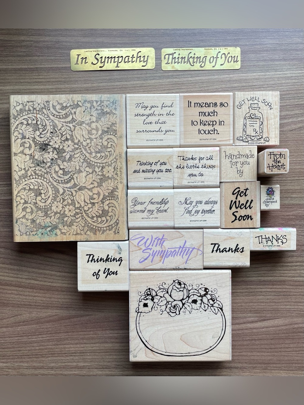 Vintage Mixed Wood Stamp Lot - Stampin Up Hero Arts Sympathy Comfort